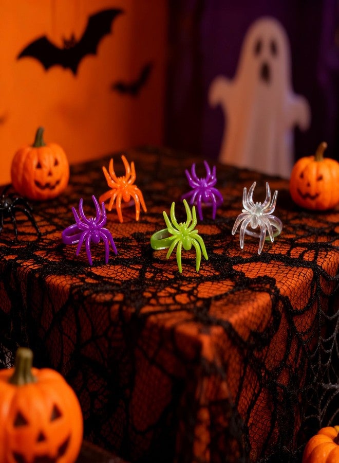 Yoblink Spider Rings,5 Colors 100Pcs Plastic Halloween Spider Rings - Image 5